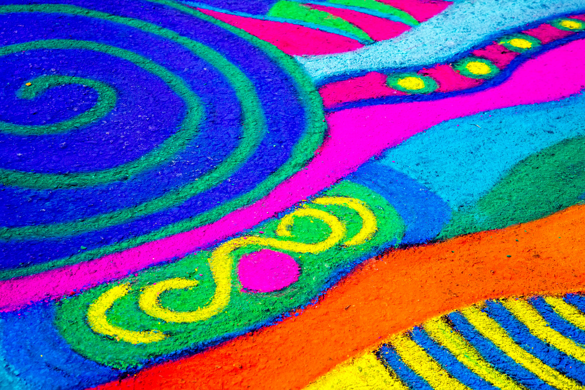 Bright chalk street art