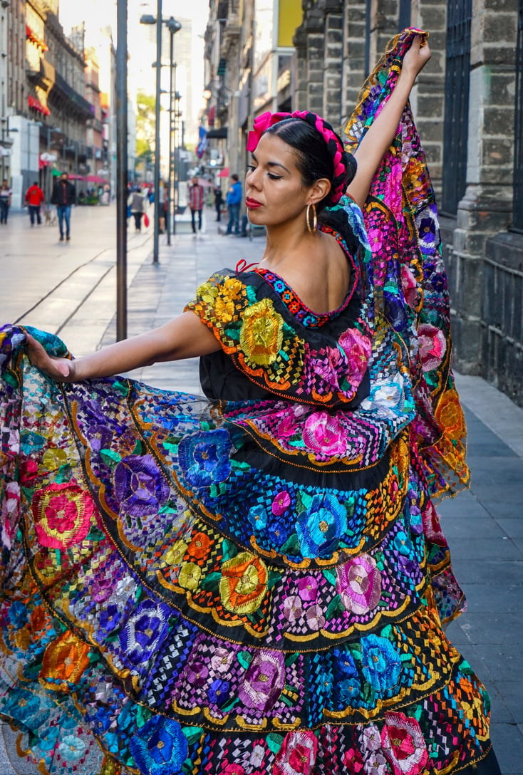 Woman in a traditional Mexican dress