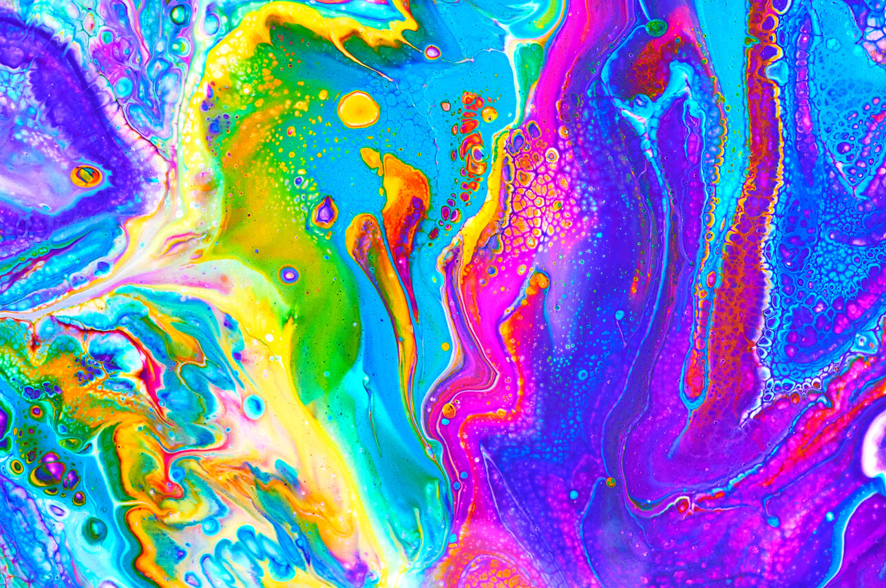 Fluid Art. Abstract colorful background, wallpaper, texture. Mixing  paints. Modern art. Marble texture