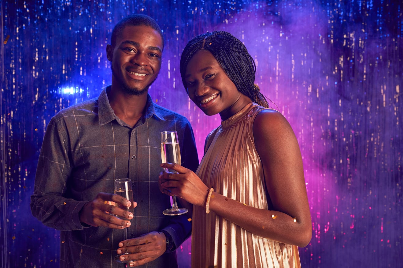 Elegant African-American Couple Enjoying Party