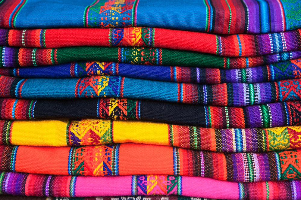Colorful Peruvian fabrics, Sacred Valley of the Incas