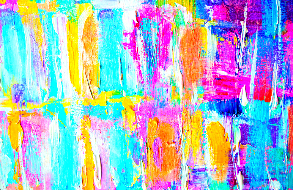 Hand drawn acrylic painting. Abstract art background. Acrylic painting on canvas. Color texture. Fragment of artwork. Brushstrokes of paint. Modern art. Contemporary art. Colorful canvas. Close up